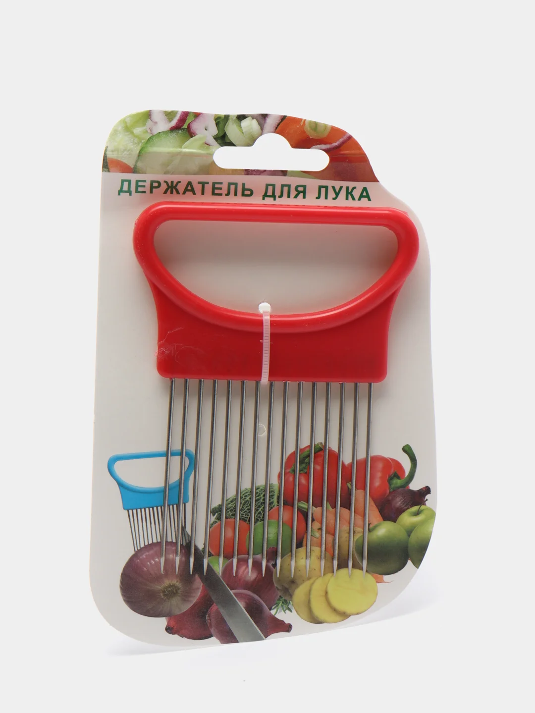 Красный держатель для нарезки овощей и фруктов
