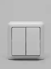 Белый выключатель двухклавишный Schneider Electric открытой установки с изолирующей пластиной