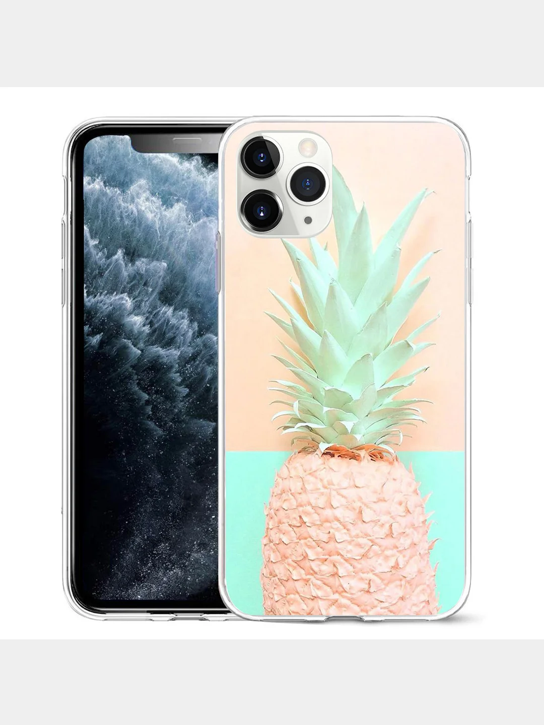 Белый чехол для iPhone 11, принт "Ананасы"
