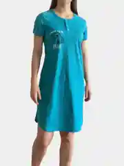 Тёмно-бирюзовый женская ночная сорочка, женская домашняя туника