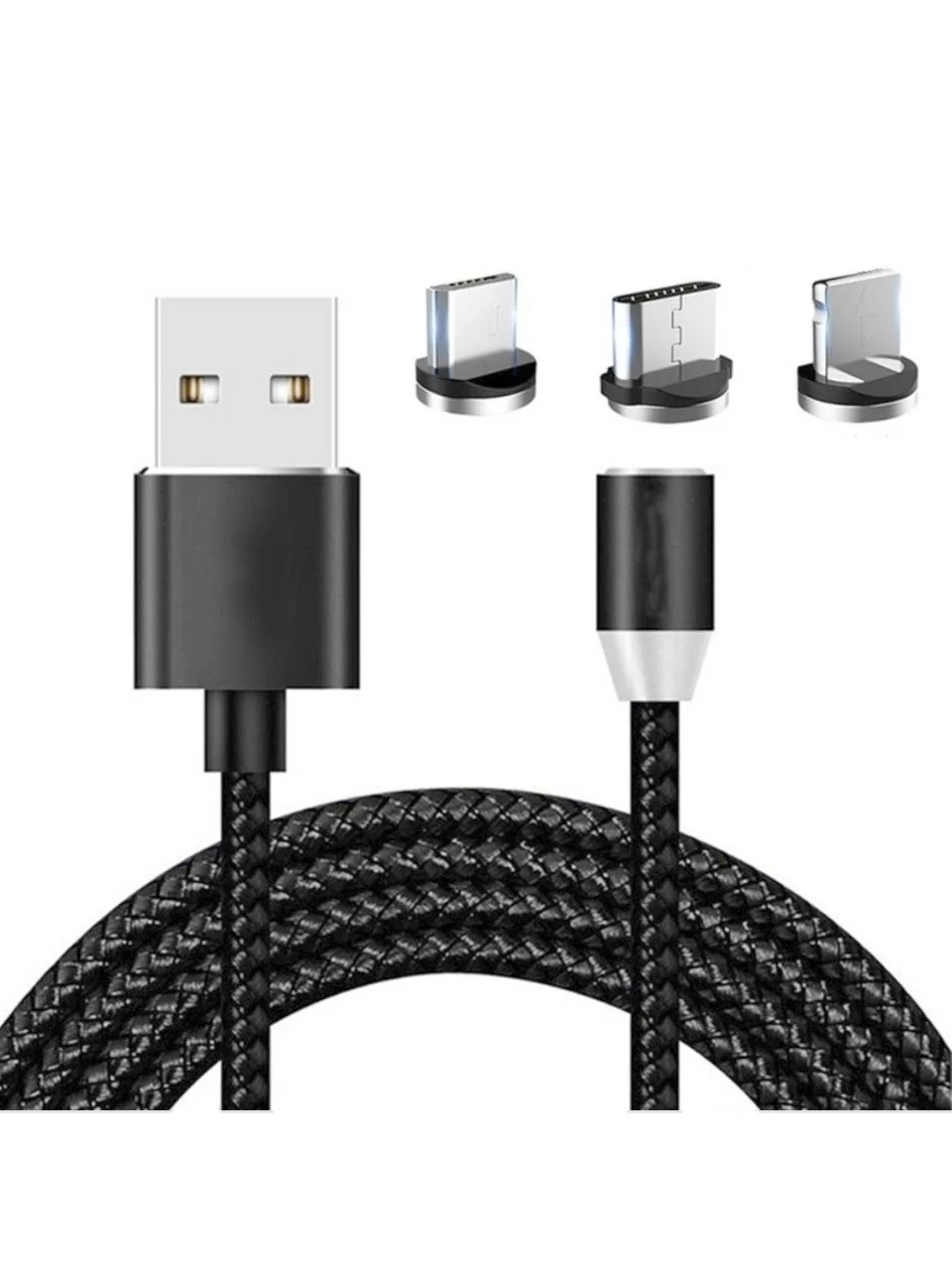 Кабель зарядный магнитный Micro USB, Lightning, Type-C