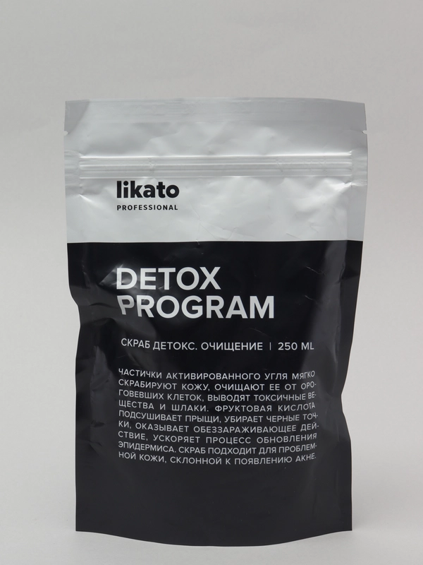 Скраб DETOX с активированным углем. Обновляющий, Likato Professional 250мл