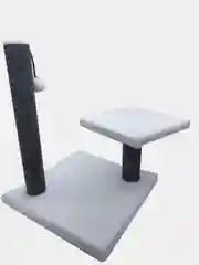Белый когтеточка для кошек с игрушкой и лежанкой