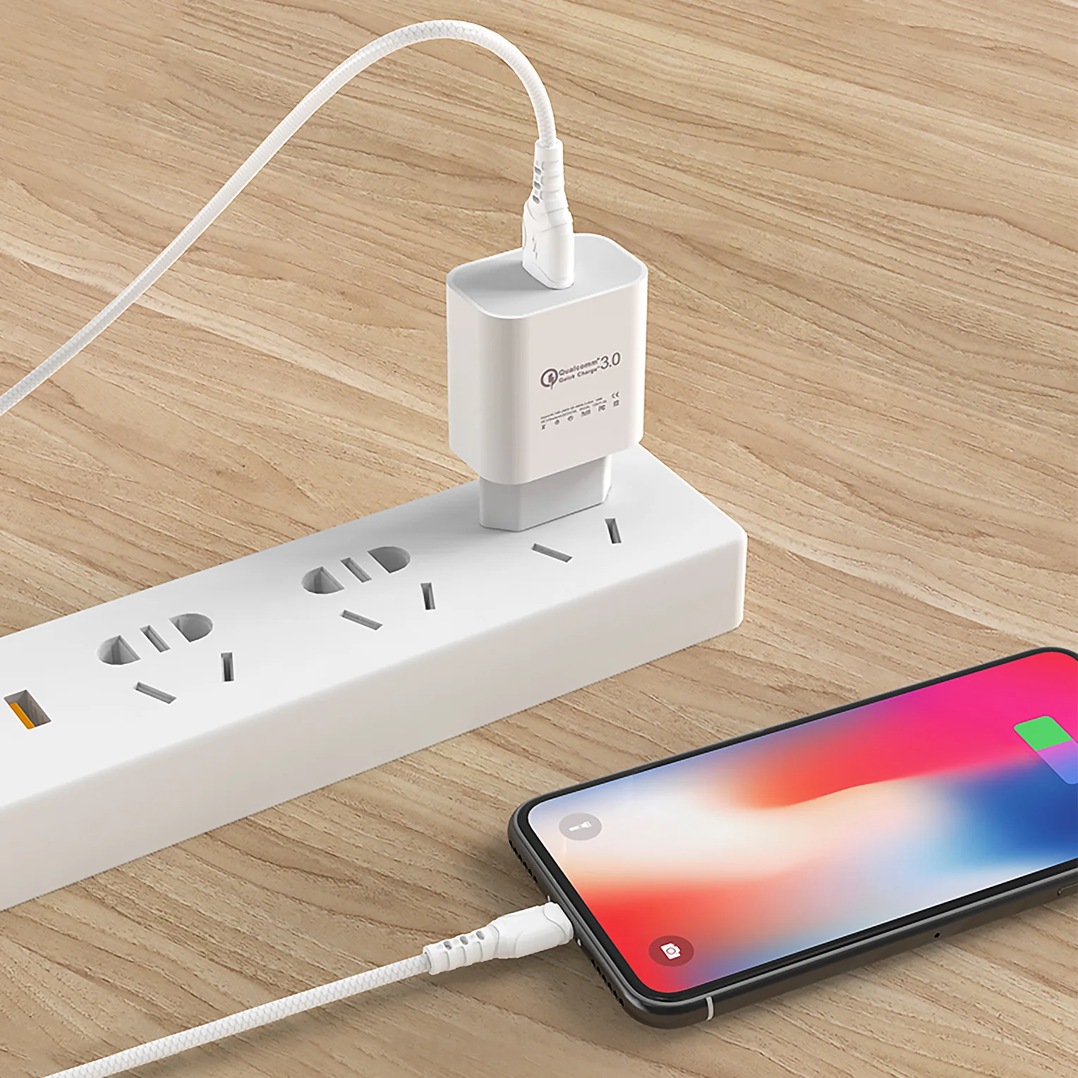 Кабель USB на Lightning "GFPower 06L", 1 метр, 2.4A, белый ПВХ, Apple iPhone 8-pin