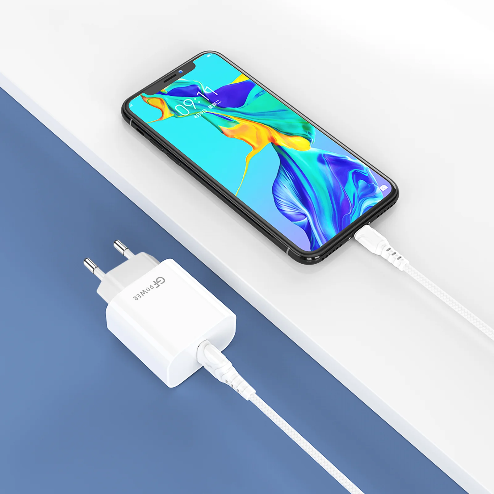 Кабель USB на Lightning "GFPower 06L", 1 метр, 2.4A, белый ПВХ, Apple iPhone 8-pin