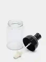 Черный стеклянная банка для специй с кисточкой или ложкой