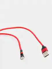 Красный магнитный кабель угловой с быстрой зарядкой 3А для телефона Lightning / micro-USB / Type-C