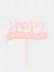 Розовый топпер для торта "Happy Birthday"