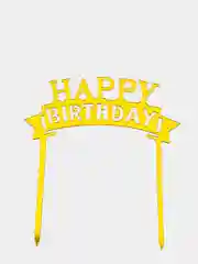 Топпер для торта "Happy Birthday" золото