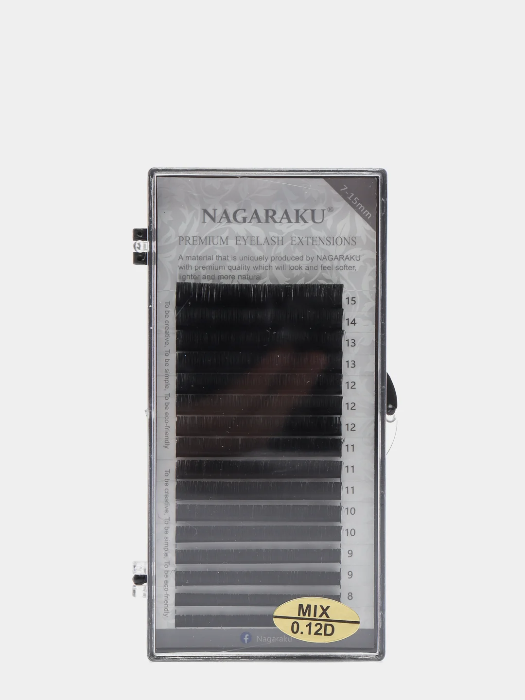Ресницы для наращивания Nagaraku, MIX D и С изгиб, черные