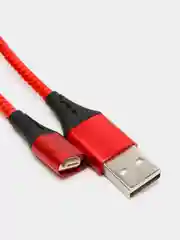 Красный магнитный кабель с быстрой зарядкой 3А и разъемы micro-USB / Type-C / iPhone Lightning
