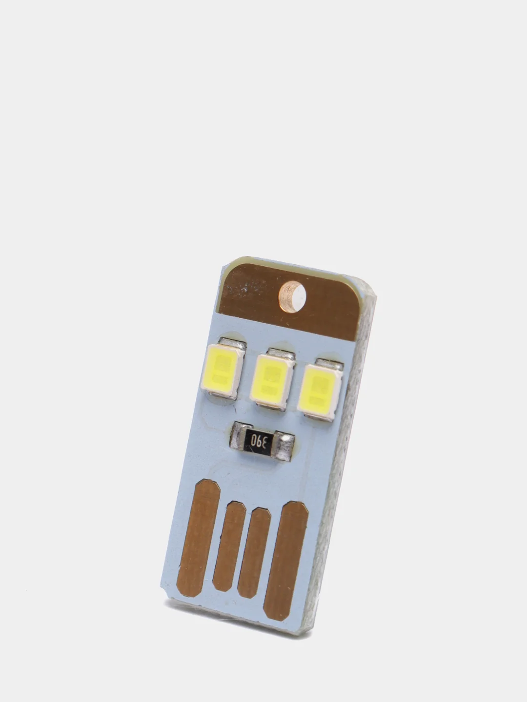 Белый брелок USB фонарик