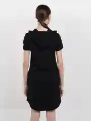 Черный платье женское домашнее с капюшоном,  хлопок