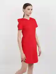 Красный платье женское домашнее с капюшоном,  хлопок