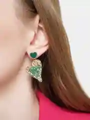 Женские серьги- капли  с большим сердцем