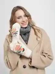 Варежки женские, вязаные,белые