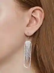 Белый серьги с кристаллами длинные вечерние