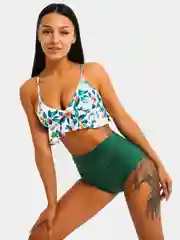 Зеленый купальник женский, раздельный