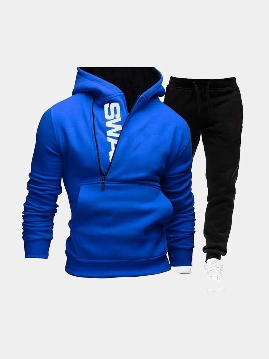 Черная толстовка с косой молнией SWAG