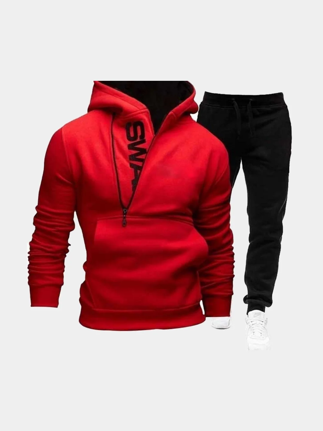 Красный черная толстовка с косой молнией SWAG