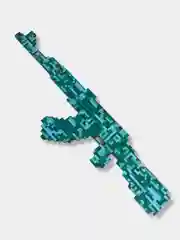 Бирюзовый автомат деревянный АК-47 "Пиксельный", 4 цвета, 60 см