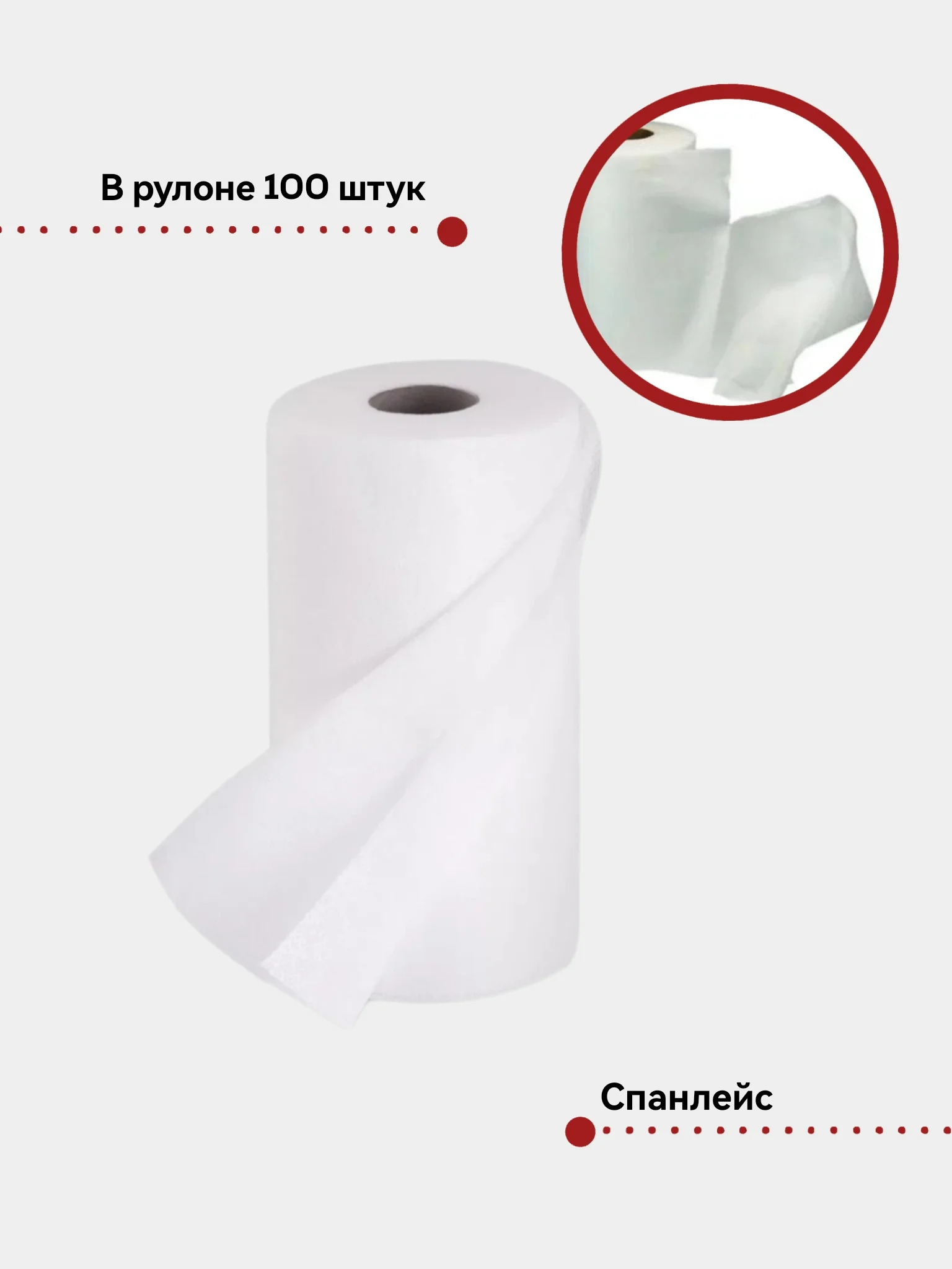 Универсальные салфетки полотенца одноразовые рулон 100 шт  20*20 - впитывающие СПАНЛЕЙС
