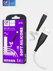 Кабель USB на Lightning "GFPower 19L", 1 метр, 2.4A, силиконовый белый, iPhone 8-pin