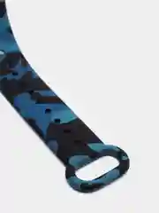 Синий силиконовый ремешок для Xiaomi Mi Band 3 и Mi Band 4 с принтом камуфляж
