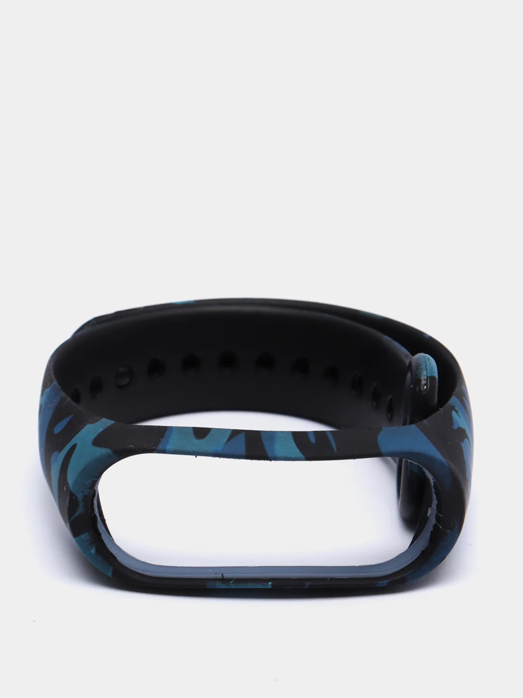 Синий силиконовый ремешок для Xiaomi Mi Band 3 и Mi Band 4 с принтом камуфляж