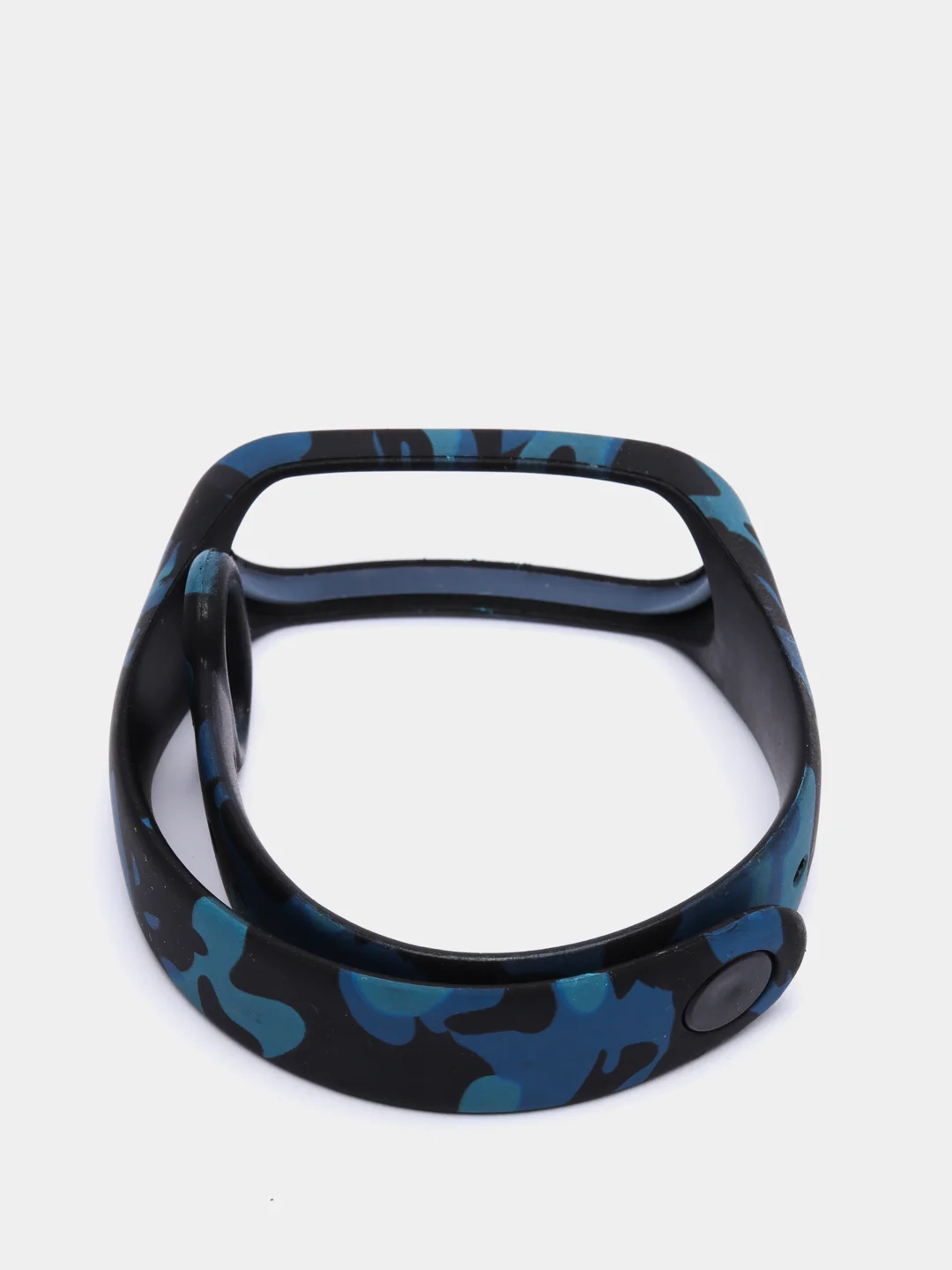 Синий силиконовый ремешок для Xiaomi Mi Band 3 и Mi Band 4 с принтом камуфляж