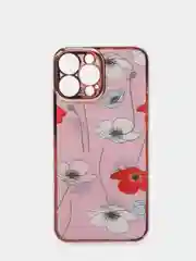 Розовый чехол iPhone 13, 13 Pro, 13 Pro Max силиконовый с мраморным рисунком