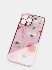 Розовый чехол iPhone 13, 13 Pro, 13 Pro Max силиконовый с мраморным рисунком