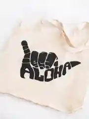 Эко сумка-шоппер с принтом Aloha, хлопковая, унисекс, белая