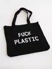 Эко сумка-шоппер с принтом "Fuck plastic", хлопковая, унисекс, черная