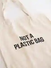 Эко сумка-шоппер, хлопковая, черная, с принтом "Not a plasticbag", 100% хлопок, унисекс