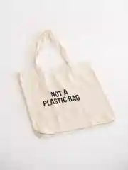 Эко сумка-шоппер, хлопковая, черная, с принтом "Not a plasticbag", 100% хлопок, унисекс