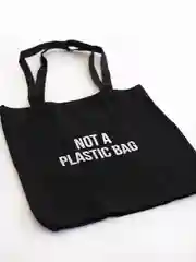 Эко сумка-шоппер, хлопковая, черная, с принтом "Not a plasticbag", 100% хлопок, унисекс