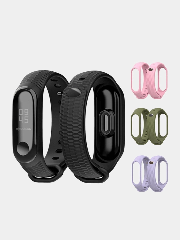 Ремешок для Xiaomi mi band 3, 4 силиконовый ребристый