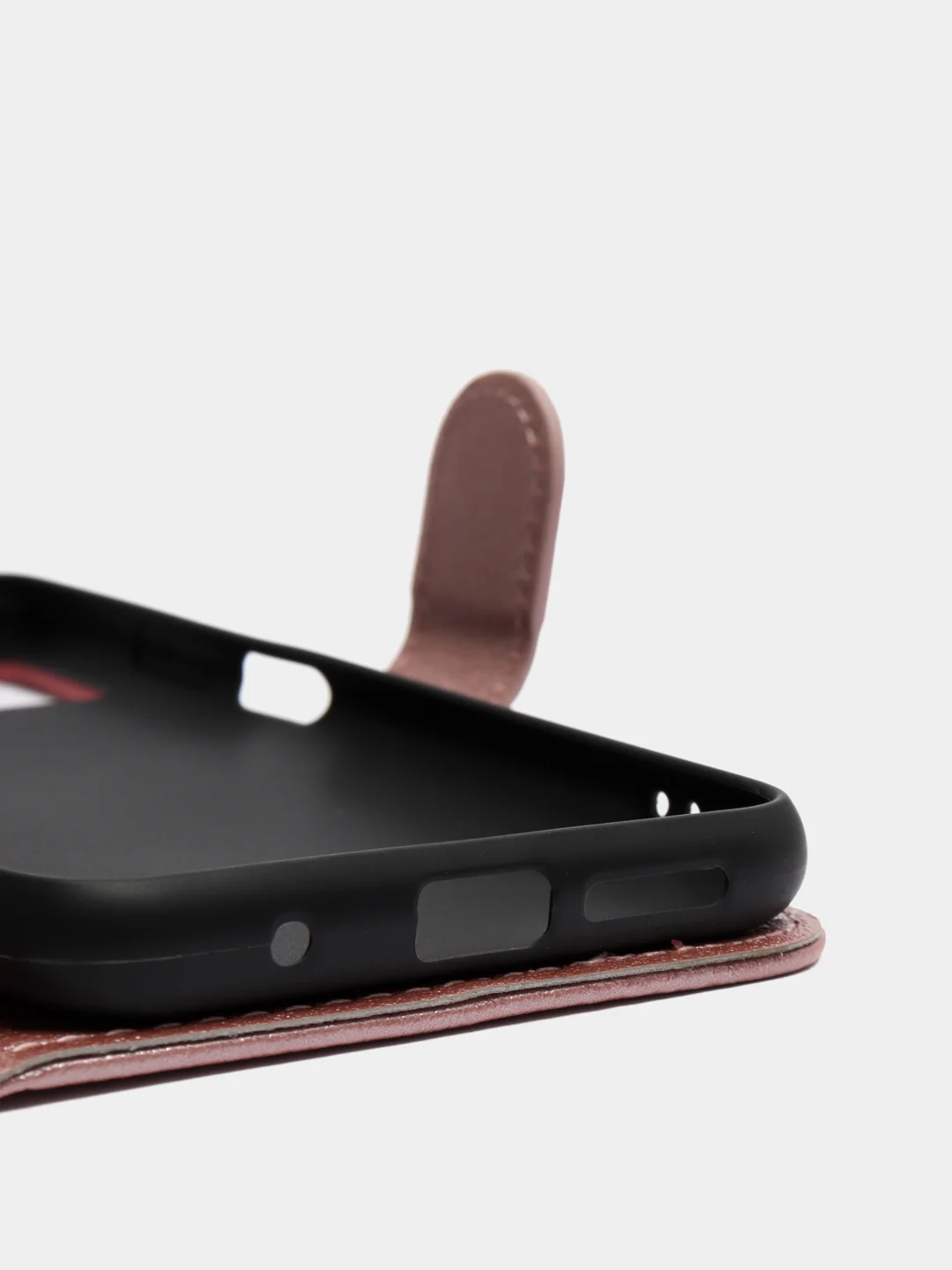 Розовый кожаный PU чехол-книжка для Xiaomi Poco M3