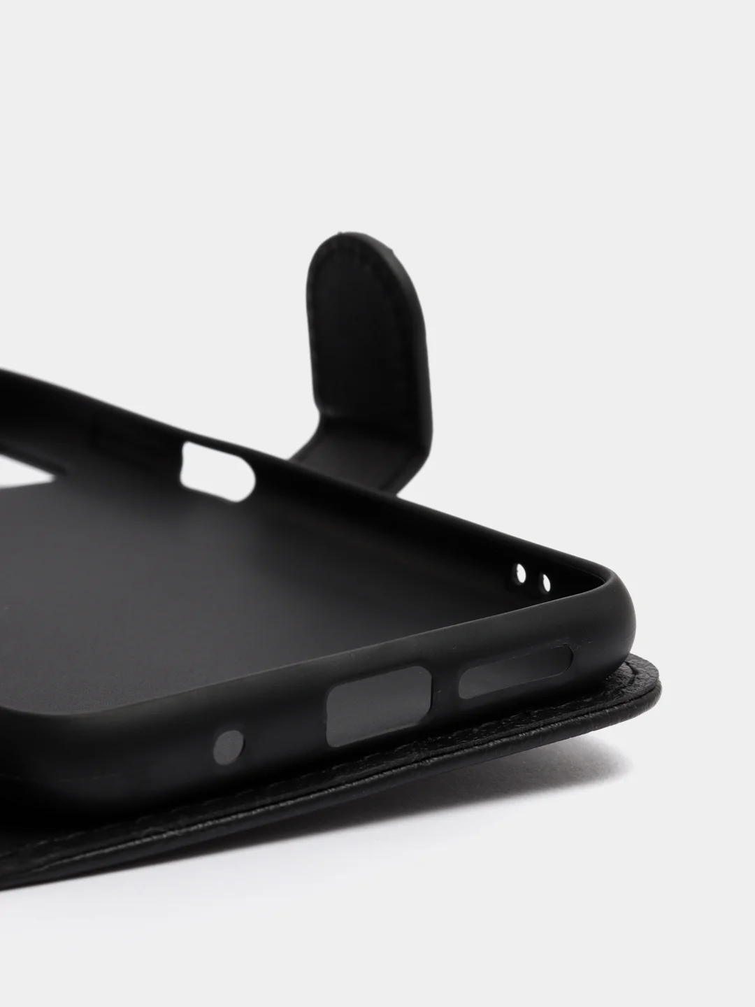 Черный кожаный PU чехол-книжка для Xiaomi Poco M3