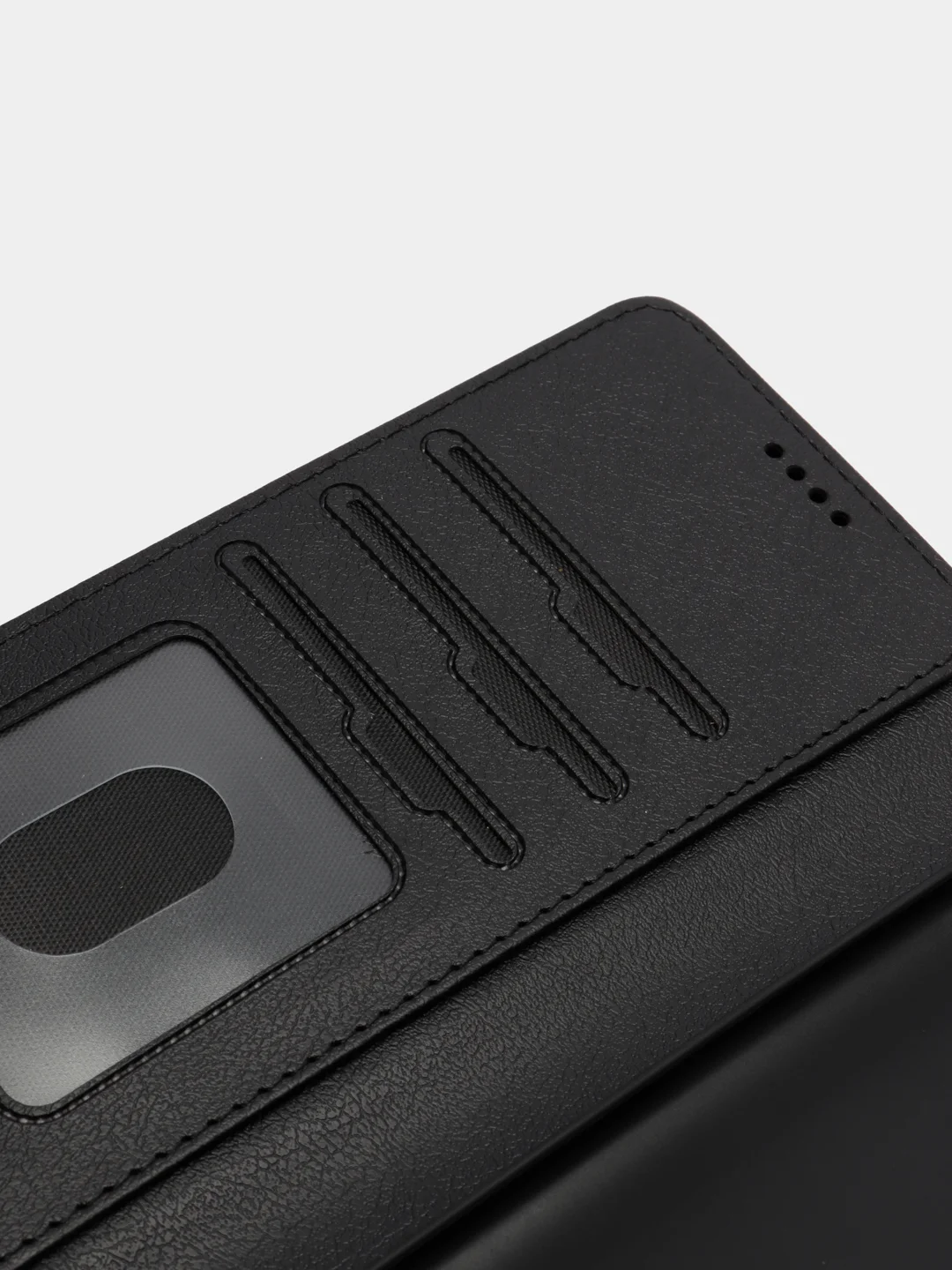 Черный кожаный PU чехол-книжка для Xiaomi Poco M3