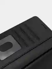 Черный кожаный PU чехол-книжка для Xiaomi Poco M3