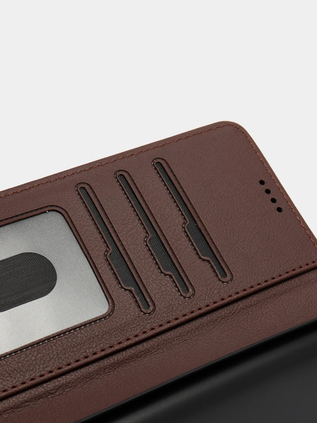 Коричневый кожаный PU чехол книжка для Xiaomi Redmi Note 9T