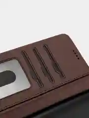 Коричневый кожаный PU чехол книжка для Xiaomi Redmi Note 9T