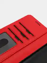 Алый кожаный PU чехол книжка для Xiaomi Redmi Note 9T