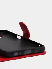 Алый кожаный PU чехол книжка для Xiaomi Redmi Note 9T