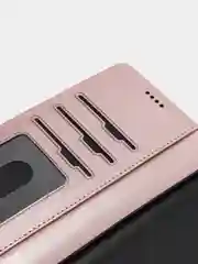 Розовый кожаный PU чехол книжка для Xiaomi Redmi Note 9T
