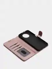 Розовый кожаный PU чехол книжка для Xiaomi Redmi Note 9T
