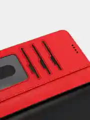 Алый кожаный PU чехол-книжка для Xiaomi Poco M3