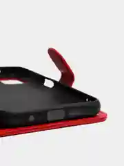 Алый кожаный PU чехол-книжка для Xiaomi Poco M3
